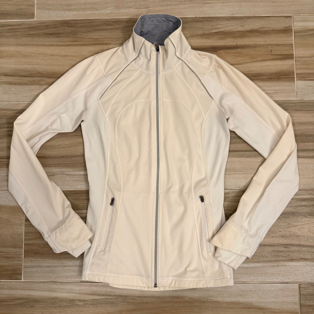 Lululemon Define Jacket Cream Off White Full Zip Luon Yoga Track Jacket Size 4